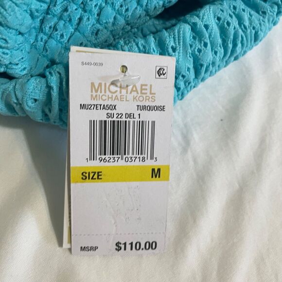 Michael Kors Tiered Ruffle Eyelet Skirt Smocked Waist Blue Medium NWT - Picture 11 of 13